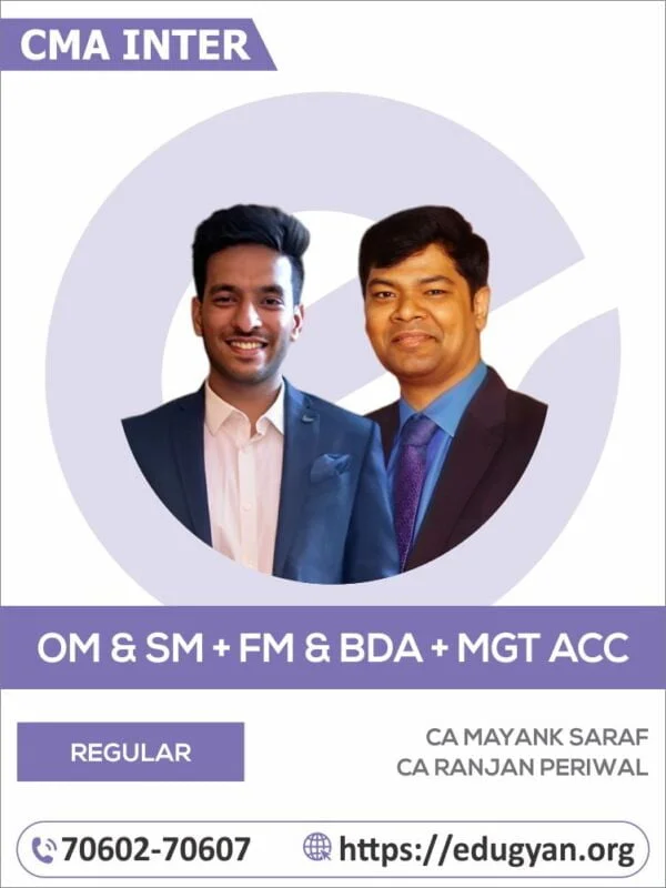 CMA Inter OM-SM & Financial Management And Business Data Analytics & Management Accounting Combo By CA Mayank Saraf & CA Ranjan Periwal (New Syllabus)
