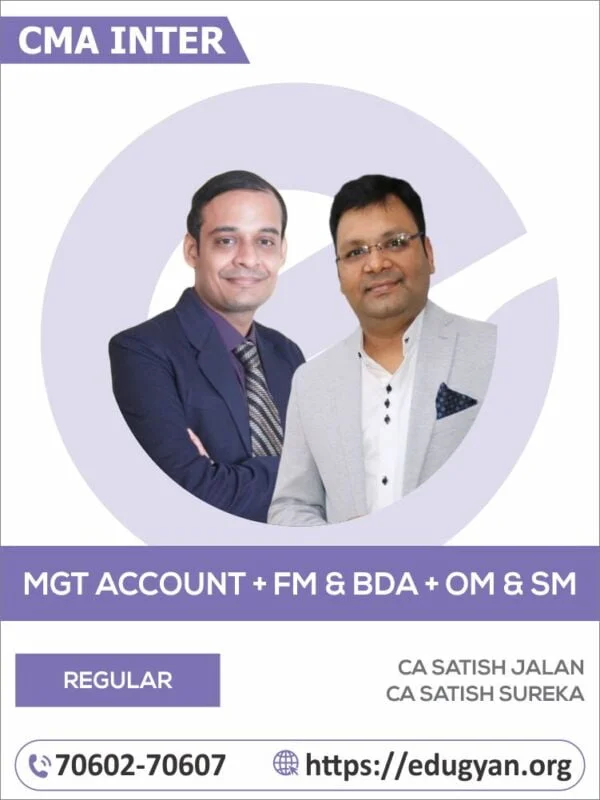 CMA Inter Management Account, FM-BDA & OM-SM Combo By CA Satish Jalan & CA Satish Sureka (2022 Syllabus)
