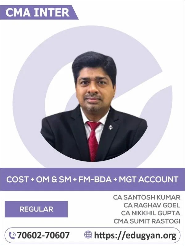 CMA Inter Cost,OM-SM, FM-BDA & Management Accounting Combo By CMA Sumit Rastogi (2022 Syllabus)